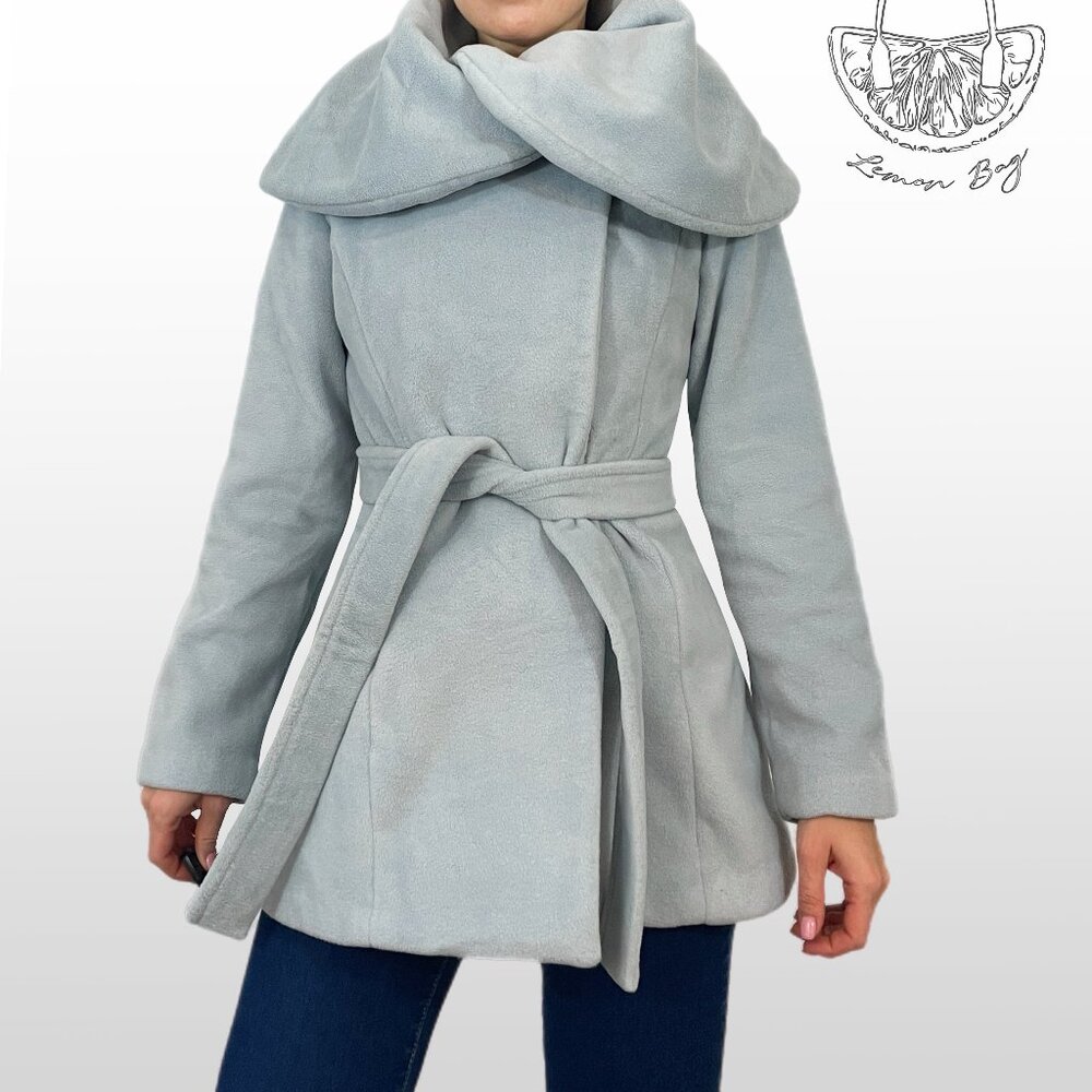 One of a Kind Exclusive/ Winter Fall Hooded Fitted Coat / Color Baby Blue/Size S